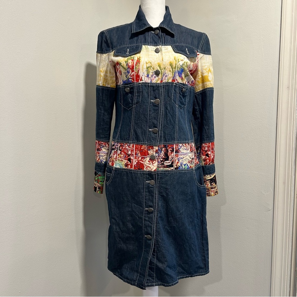 Vintage 90’s JPG Jeans Denim Dress with comic art prints size 8